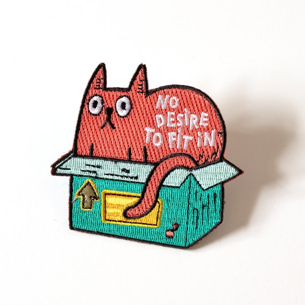 Cute Orange Cat Patch - Funny Embroidered Patch - Unique Iron-on Patch - Cool backpack patch - Animal patches for jeans