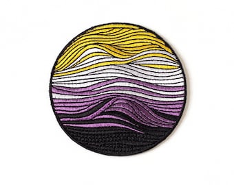 Subtiler Non-Binary Flagge Aufnäher zum Aufbügeln | Non-Binary Pride gestickter Aufnäher | 3x3cm