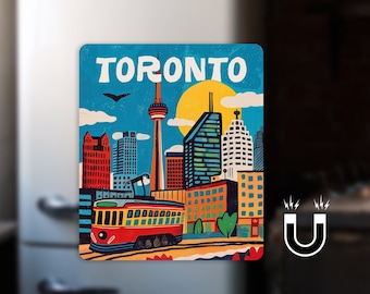 Magnes z panoramą Toronto | 3"x2,5" | Kolorowy wzór panoramy Toronto na lodówkę i szafkę