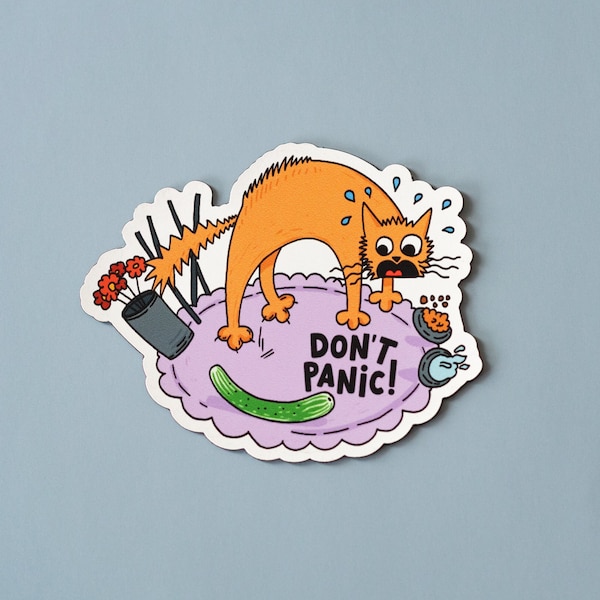 Don't Panic! Cat Vinyl Sticker - Humorous Stress-Relief Decal - Funny Cat Sticker