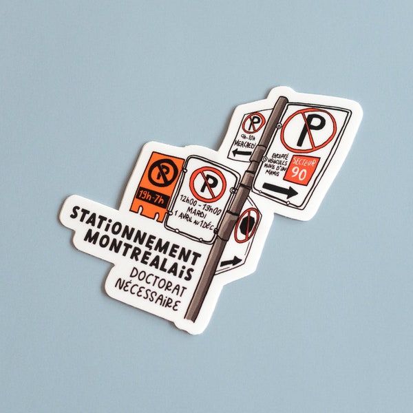 Montreal Parking Sign Sticker - Humorous No Parking Vinyl Decal - Quirky Urban Decor - Perfect for Laptops and Notebooks