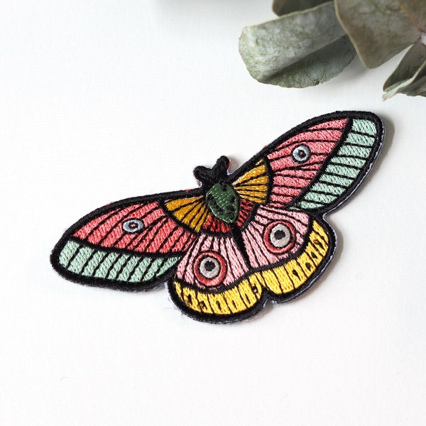 Moth iron on patch - Cute embroidered patch - Cool backpack patch - Luna moth patch for jeans - Bug jacket patch - Butterfly patch