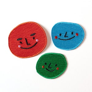 Cute patch set - Colorful embroidered Patches - Cool backpack iron-on patches - Kids small patches - Smiley face patches