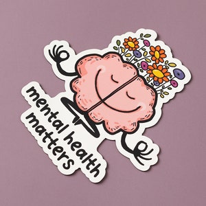 Mental Health Matters Vinyl Sticker | Cute Brain Sticker | Positive ...