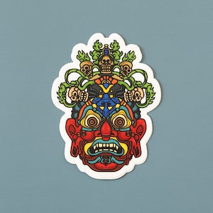 Sticker vinyle psychédélique vibrant | Sticker cool masque Trippy | Sticker pour ordinateur portable champignon magique | Cadeau unique pour stoner | 2,75 x 2 pouces