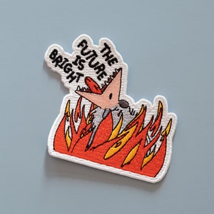 The Future is Bright Possum Iron-On Patch | Humorous Embroidered Patch | 3.5 x 3 inches