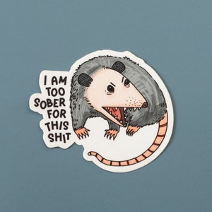 Trop sobre pour cet opossum de merde Sticker | Sticker vinyle original Possum | Sticker animal drôle | 3 x 2,7 pouces