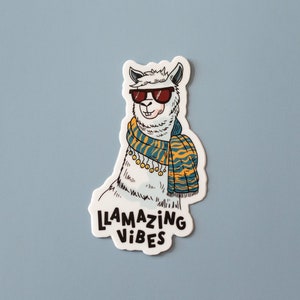 Llamazing Vibes Vinyl Aufkleber | Llama Aufkleber | Aufkleber | Wunderlicher wasserdichter Aufkleber | 4,5cm