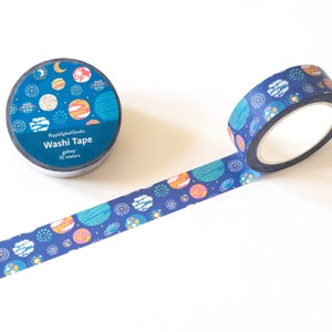 Vibrant Galaxy Washi Tape | Cute Space Washi Tape | Colorful Planet Washi Tape | Cosmic Masking Tape | Starry Tape For Crafts