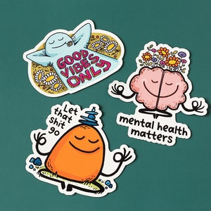 Ensemble d'autocollants pour des questions de santé mentale | Pack d'autocollants inspirants | Autocollants en vinyle à message positif | Stickers édifiants