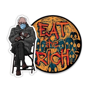 Lot d'autocollants Bernie Sanders - Sticker Eat the rich - Lot d'autocollants - Sticker Bernie Sanders Mittens Meme - Bernie Sitting Meme 2021