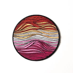 Lesbian Pride Iron-On Patch | Subtle Lesbian Flag Embroidered Patch | 3 x 3 inches