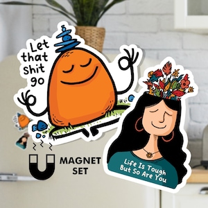 Cute positive fridge magnet set - Positive refrigerator magnet - Motivational fun car magnet