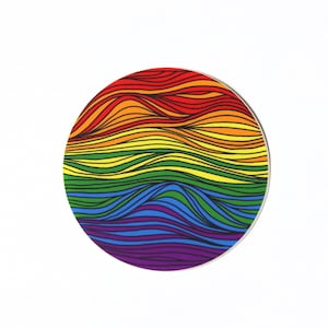Autocollant en vinyle subtil Gay Pride | autocollant vague arc-en-ciel | Autocollant en vinyle LGBTQ+ | autocollant de célébration de fierté | 3 x 3 pouces