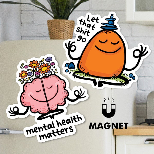 Positives Kühlschrankmagnet Set - Mental Health AutoMagnet Pack - Motivierende positive Magnete - Niedliche Kühlschrankmagnete