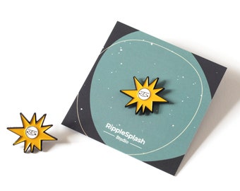 Cute sun enamel pin - Small smiling sun collar pin - Sun face soft enamel pin - Mini Pin for backpacks - Cool pin badge