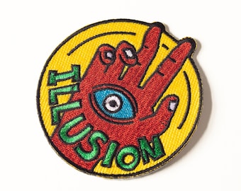 Illusion embroidered patch - Cool eye iron on patch - Trippy circle patch - Unique weird gifts - Psychedelic patch