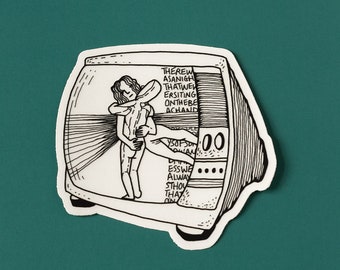 Cool transparent sticker - Vinyl clear sticker - Original art Sticker - Vintage television sticker