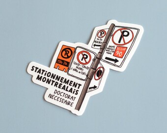 Montreal Parking Sign Sticker - Humorous No Parking Vinyl Decal - Quirky Urban Decor - Perfect for Laptops and Notebooks