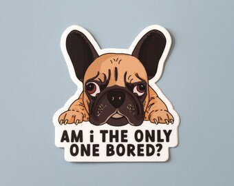 Bored French Bulldog Sticker | Funny Dog Sticker | 3x2.75 Inches