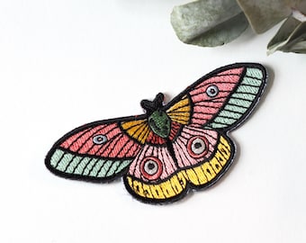 Moth iron on patch - Cute embroidered patch - Cool backpack patch - Luna moth patch for jeans - Bug jacket patch - Butterfly patch