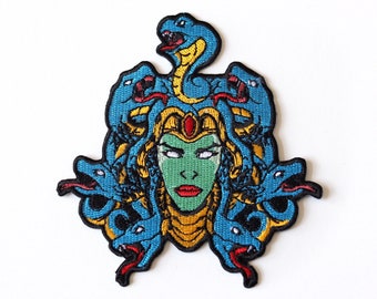 Medusa iron on patch - Cool embroidered patch - Snake backpack patch - Medusa head patch for jeans - Horror patch