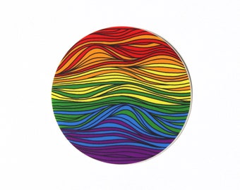 Subtle Gay Pride Vinyl Sticker | Rainbow Wave Sticker | LGBTQ+ Vinyl Sticker | Pride Celebration Sticker | 3 x 3 Inches