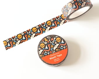 Halloween Skull and Snake Washi Tape | Spooky Washi Tape | Decorative Tape for Halloween | Cute Pumpkin Tape | Autumn Washi Tape