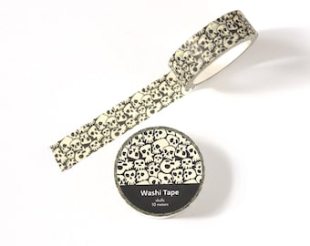 Edgy Skulls Washi Tape | Halloween Decorative Masking Tape | Black and white Spooky | Gothic Washi Tape for Scrapbooking, and Journals
