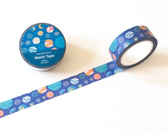 Buntes Galaxie Washi Tape | Süsses Space Washi Tape | Buntes Washi Tape mit Planeten | Kosmisches Masking Tape | Sternen-Tape zum Basteln