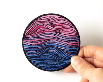 Thermocollant drapeau bisexuel | écusson brodé Fierté subtile | 3 x 3 pouces