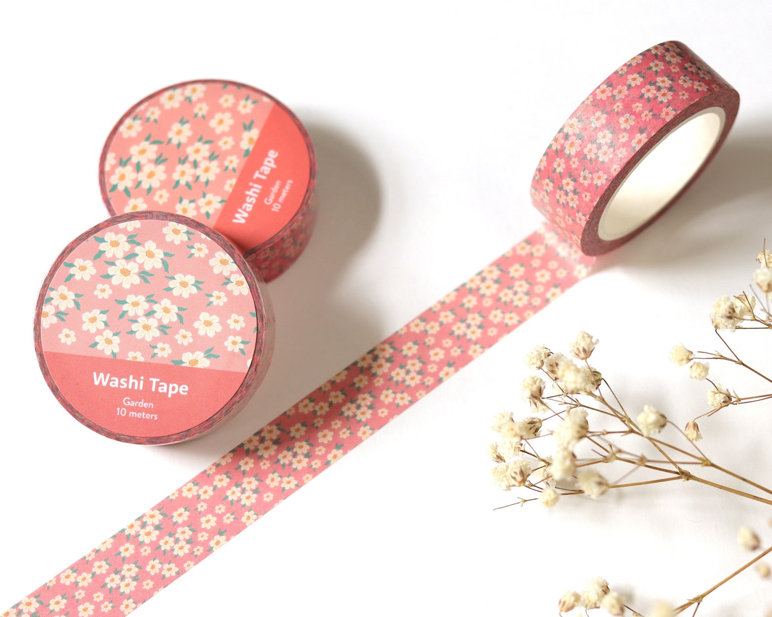 Blush Pink Floral Washi Tape | Cute Decorative Masking Tape for Crafts ...
