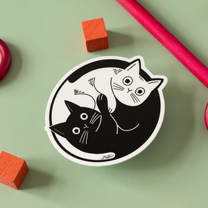 Black White Cat Fridge Magnet Cute Yin and Yang Car Magnet Kitty Cat Funny Magnet image 4