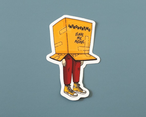 Funny Introvert Sticker | Introverting Leave Me Alone Vinyl Sticker |  Quirky Decal | Whimsical Waterproof Sticker | 1.75 x 3 inches