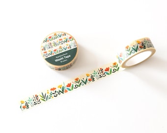 Charming Floral Garden Decorative Washi Tape | Botanical Masking Tape | Cute Spring Tape | Colorful Nature Journaling Tape