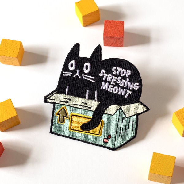 Funny Black Cat Patch - Cute Embroidered Iron-on Patch