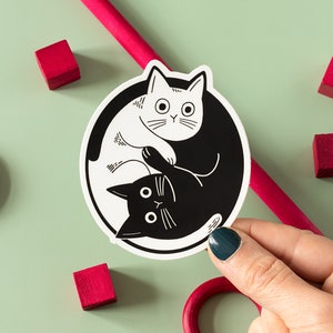 Black White Cat Fridge Magnet Cute Yin and Yang Car Magnet Kitty Cat Funny Magnet image 9