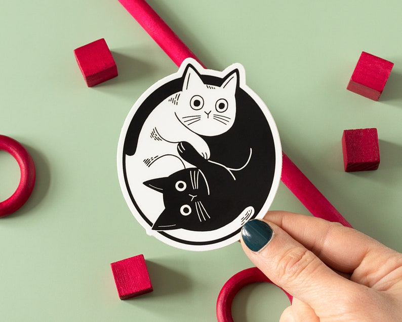 Black White Cat Fridge Magnet Cute Yin and Yang Car Magnet Kitty Cat Funny Magnet image 9