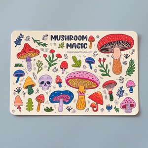 Colorful Mushrooms Sticker Sheet | Whimsical Magic Stickers | Fun Decorative Forest Stickers | Cute Nature Stickers | 4 x 6 Inches image 5