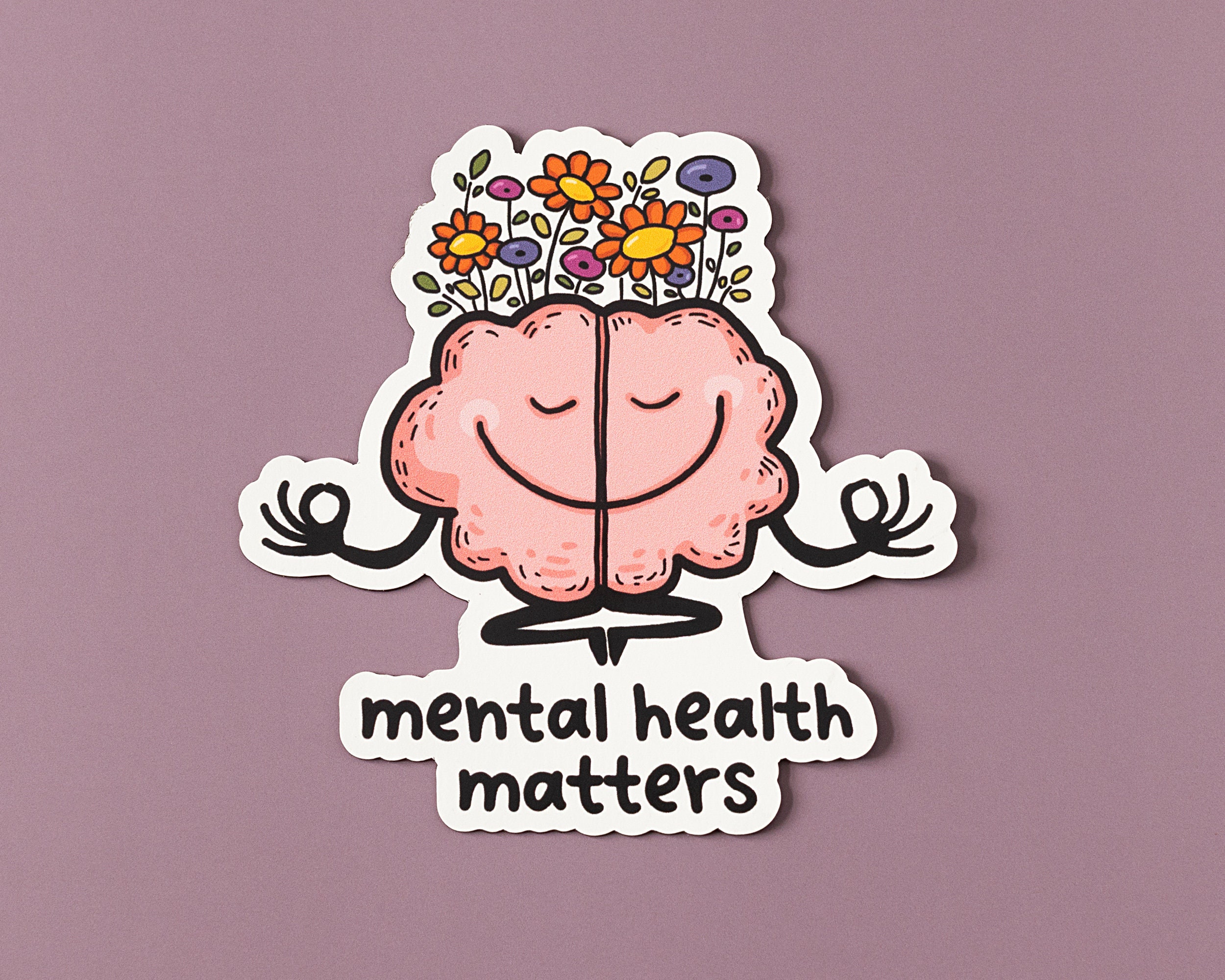 Mental Health Matters Vinyl Sticker | Cute Brain Sticker | Positive ...