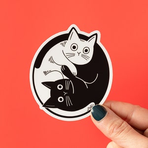 Black White Cat Fridge Magnet Cute Yin and Yang Car Magnet Kitty Cat Funny Magnet image 6