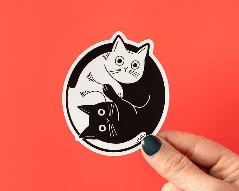 Black White Cat Fridge Magnet Cute Yin and Yang Car Magnet Kitty Cat Funny Magnet image 6