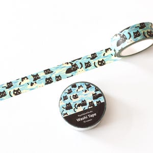Swimming Cats Decorative Washi Tape | Cute Playful Masking Tape | Fun Animal Journaling Tape | Scrapbooking Feline Washi Tape