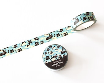 Ruban adhésif décoratif en Washi avec chats nageurs | Ruban de masquage amusant et mignon | Ruban adhésif pour journal animal amusant | Ruban adhésif Washi pour félins pour scrapbooking