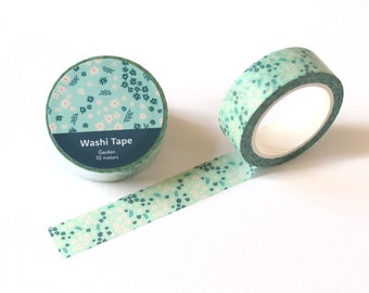 Garden Floral Washi Tape | Cute Light Blue Flower Washi Tape | Decorative Nature-Inspired Tape | Serene Spring Washi Tape | Botanical Tape