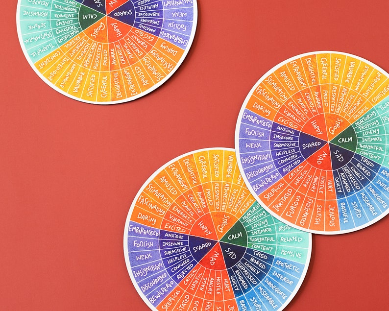 Magnete a forma di ruota delle emozioni / Magnete da frigorifero colorato / Magnete da frigorifero per la salute mentale / 3,7x3,7 pollici immagine 5