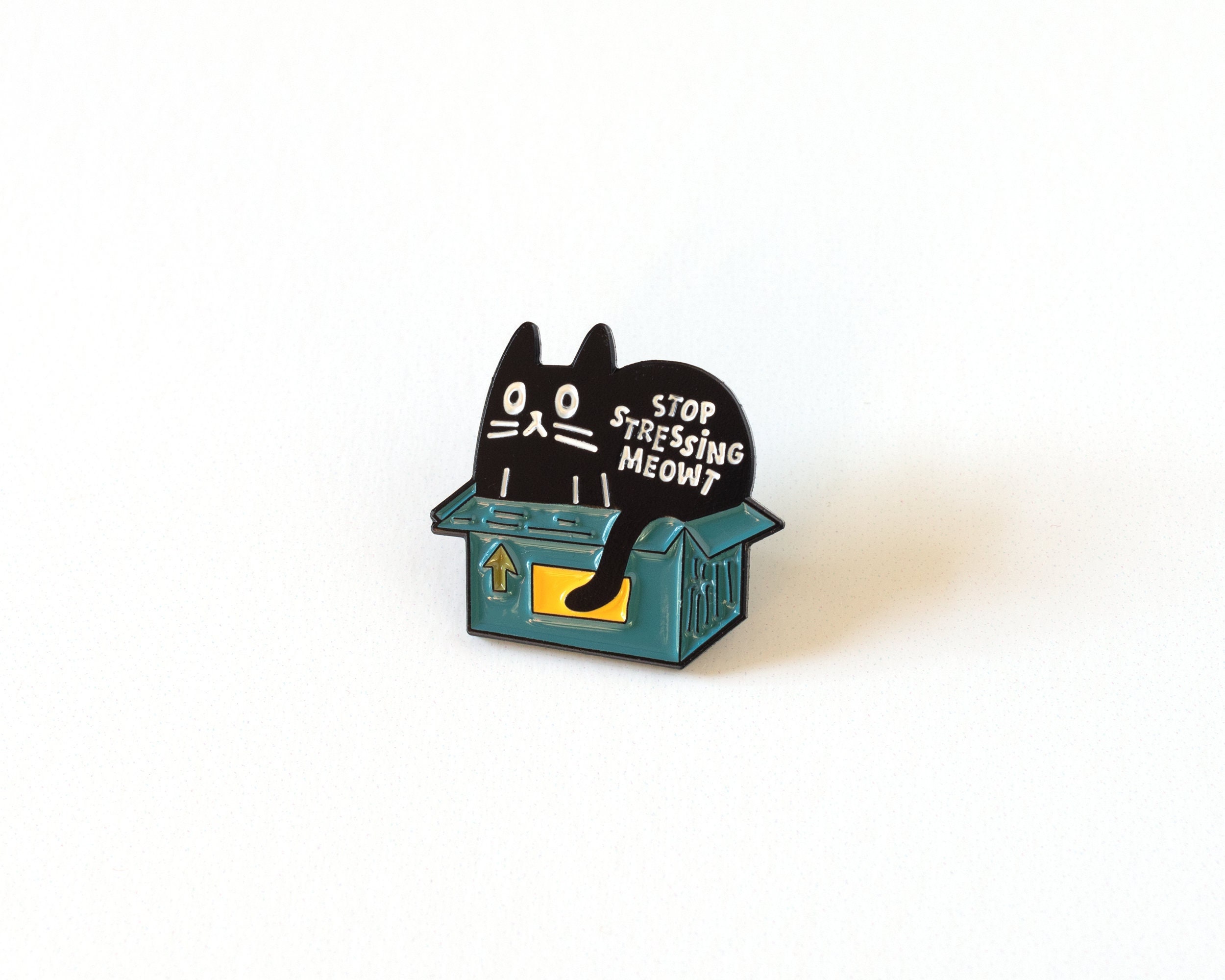 Black cat soft enamel pin - Cute cat lapel pin - Funny animal collar pin - Pins for backpacks - Cool hat pins - Mental health pin