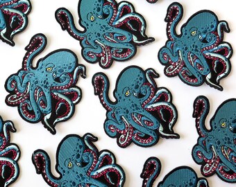 Übergroßer Cartoon-Oktopus Aufnäher – 15 X 14,5 Cm, Zum Aufbügeln Oder Aufnähen Auf Kleidung