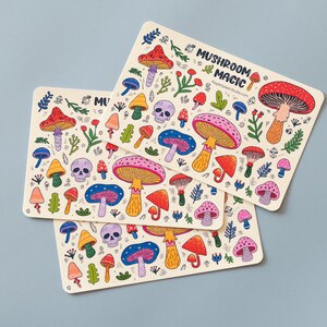 Colorful Mushrooms Sticker Sheet | Whimsical Magic Stickers | Fun Decorative Forest Stickers | Cute Nature Stickers | 4 x 6 Inches image 6