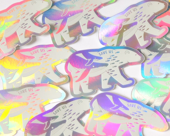 Holographic Polar Bear Sticker | Eco-Friendly Animal Vinyl Sticker | Conservation Awareness Sticker | 3 x 1.73 Inches